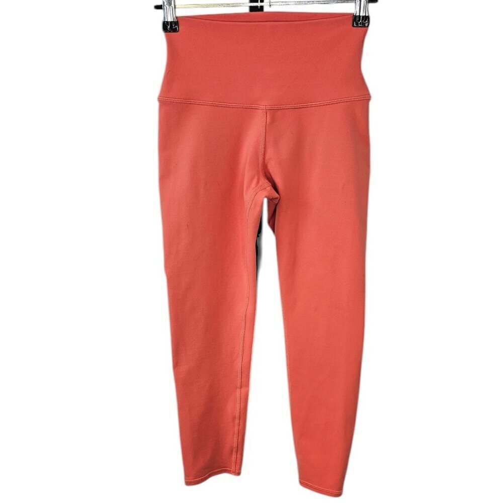 Alo Yoga Womens Cropped High Rise Leggings, Coral Size XXS